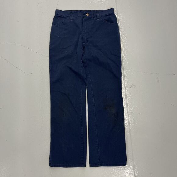 Vintage 70s Big Ben Wrangler Navy Workwear Chinos 30x29 - Picture 1 of 6